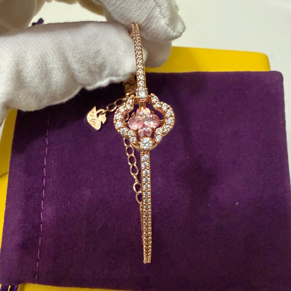 Swarovski Pink Crystal Floral Crown Bangle
